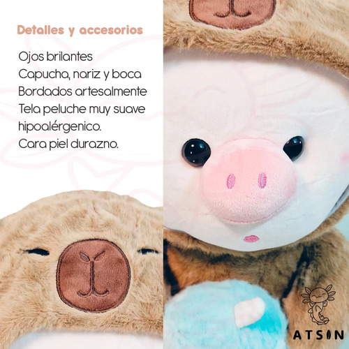 Peluche Cerdito Disfraz Capibara 35cm Suave Adorable - Image 3