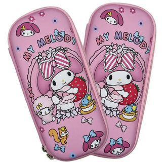 Estuche Lapicera Escolar 3D Kuromi y Hello Kitty Color Rosa Melody