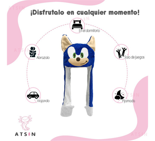 Gorro Sonic Negro con Orejas Móviles y Luz LED Kawaii Regalo - Image 11