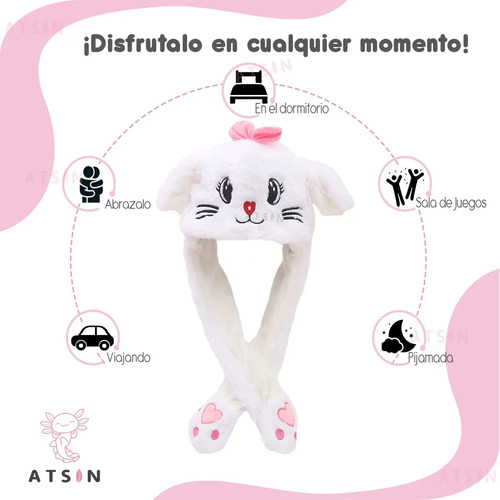 Gorro Conejita con Orejas Móviles y Luz LED Kawaii Divertido - Image 5