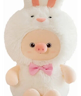 Peluche Suave Puerquito Cerdito Elegante 60cm Pijama Conejo Bicolor