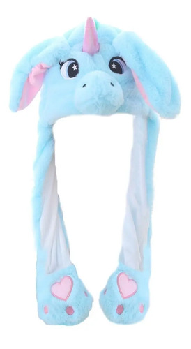 Gorro Unicornio Azul con Orejas Móviles con Luz LED Brillante