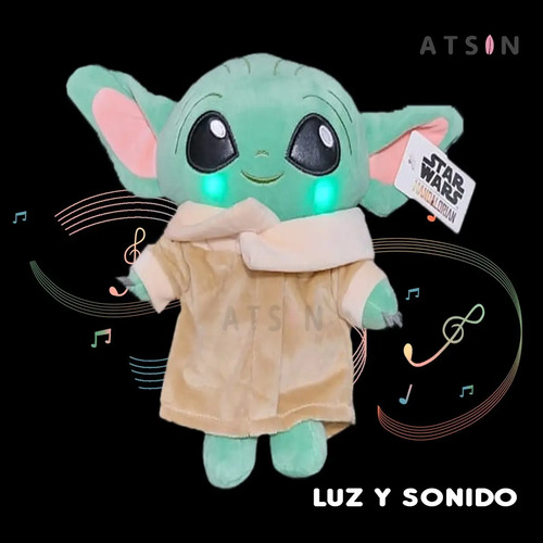 Peluche Baby Yoda Genérico Star Wars con Luz y Sonido Verde - Image 4