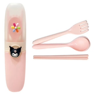 Set 3pzas de Cubiertos Portátil para Viaje Hello Kitty y Kuromi