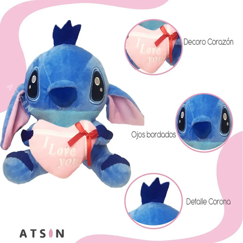 Peluche Stitch D Lilo & Stitch San Valentín Rosa Baby Regalo Azul - Image 2