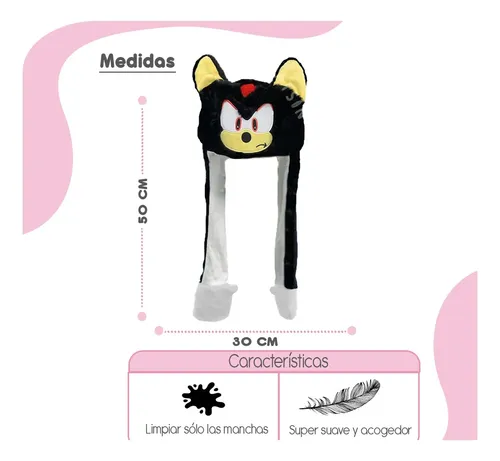 Gorro Sonic Negro con Orejas Móviles y Luz LED Kawaii Regalo - Image 4