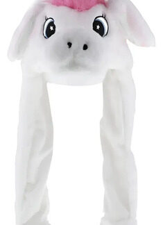 Gorro Unicornio Burrita Blanco con Orejas Móviles Color Cuerno Plata