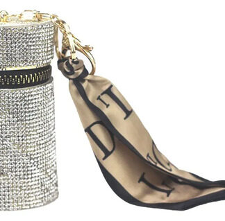 Llavero de Lujo Portalabial Monedero Brillos Elegante Dorado