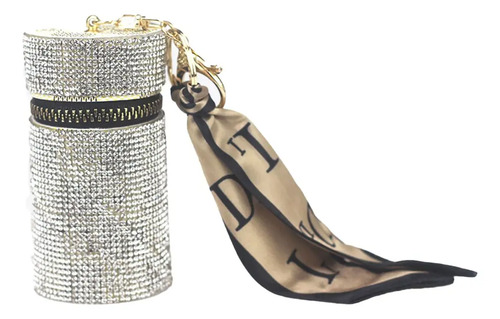 Llavero de Lujo Portalabial Monedero Brillos Elegante Dorado