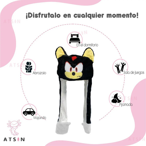 Gorro Sonic Negro con Orejas Móviles y Luz LED Kawaii Regalo - Image 5