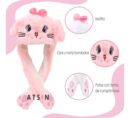 Gorro Conejita con Orejas Móviles y Luz LED Kawaii Divertido - Image 10