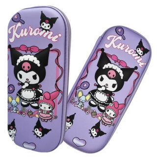 Estuche Lapicera Escolar 3D Kuromi y Hello Kitty Kawaii Color Lila