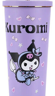 Vaso Termo Kawaii Kuromi de Acero Inoxidable Popote