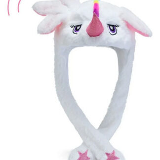 Gorro Unicornio Blanco con Orejas Móviles con Luz LED Blanco un Liso