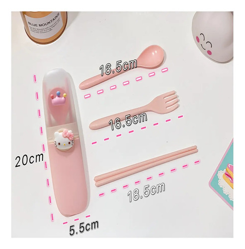 Set 3pzas de Cubiertos Portátil para Viaje Hello Kitty y Kuromi - Image 4