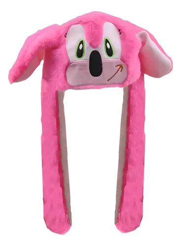Gorro Sonic Negro con Orejas Móviles y Luz LED Color Rosa Chicle